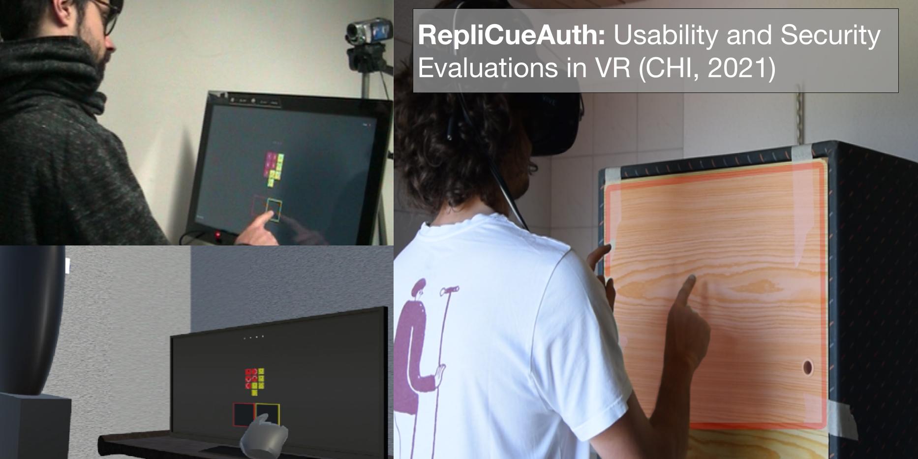RepliCuAuth: Usability and Security Evaluations in VR